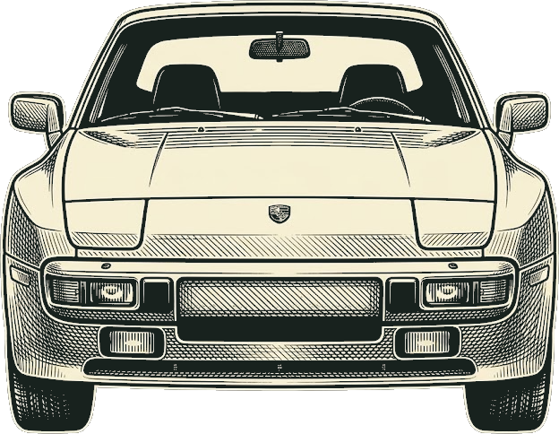 Porsche 944, engraved front elevation
