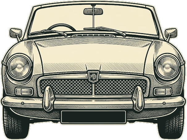 MGB Roadster, engraved front elevation